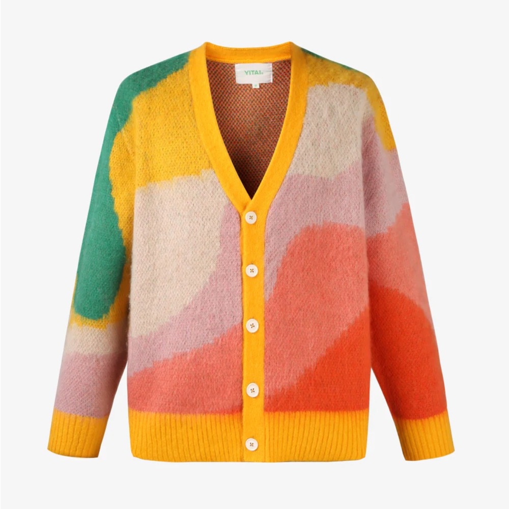 YITAI New Wave Mohair Colorful Cardigan